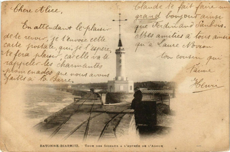 Carte postale ancienne Bayonne Biarritz Tour des Signaux Lighthouse Phare