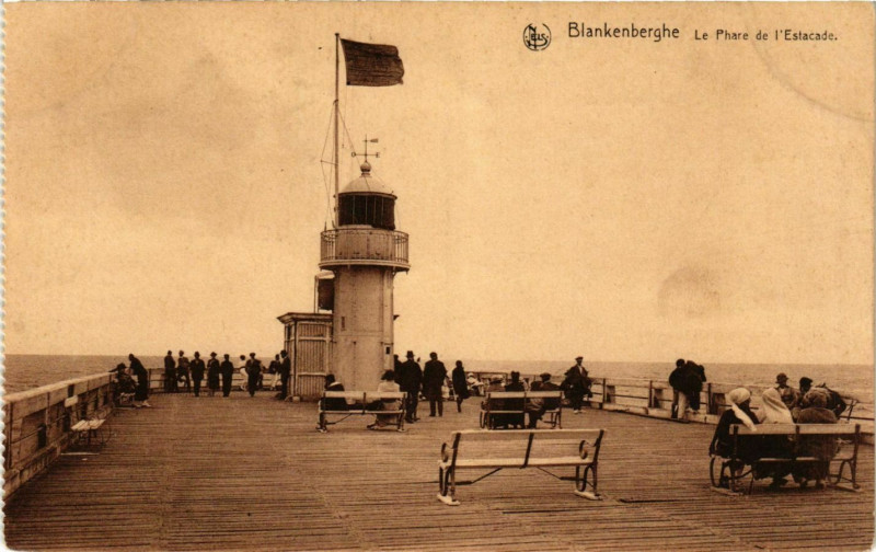 Carte postale ancienne Blankenberghe Le Phare de l'Estacade Lighthouse Phare