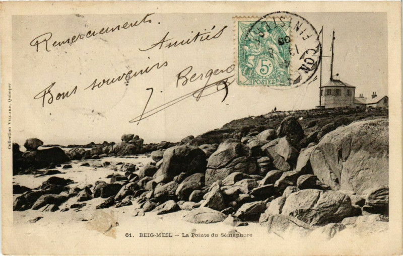 Carte postale ancienne Beig-Emil La Pointe du Semaphore Lighthouse Phare
