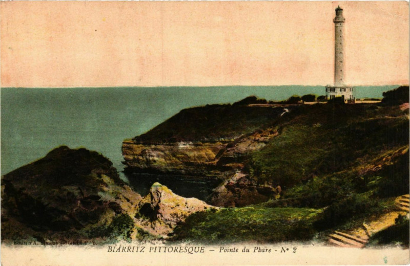Carte postale ancienne Biarritz Pointe du Phare Lighthouse Phare