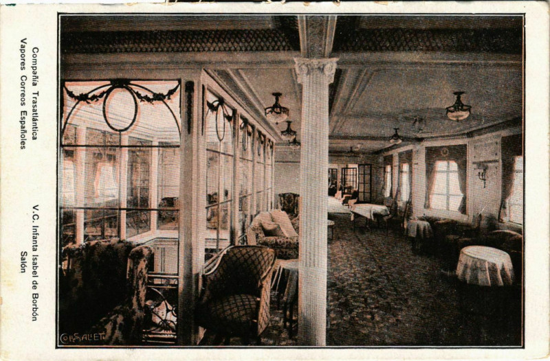 Carte postale ancienne V.C. Infanta Isabel de Borbon - Salon - Ships
