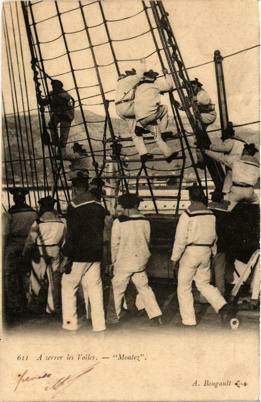 Carte postale ancienne A serrer les Voiles - Montez Ships