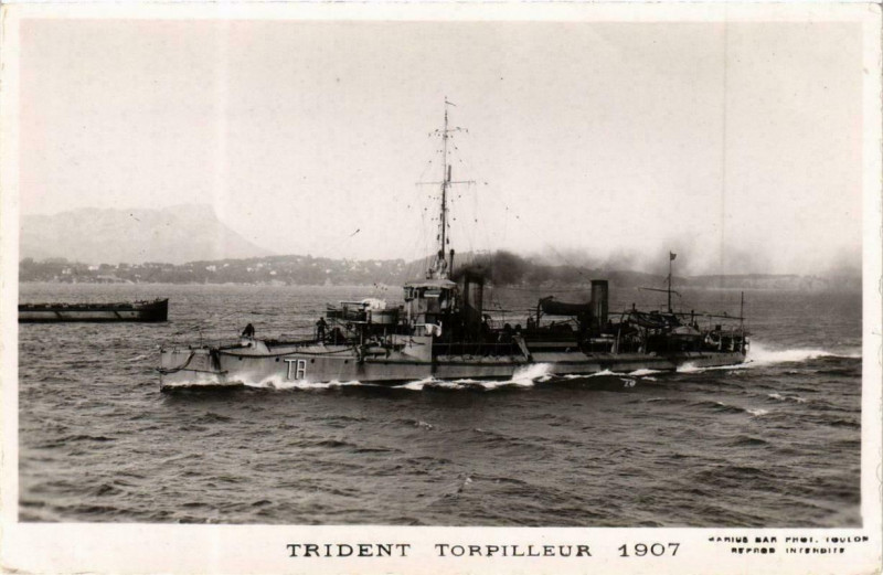 Carte postale ancienne Trident Torpilleur 1907 Ships