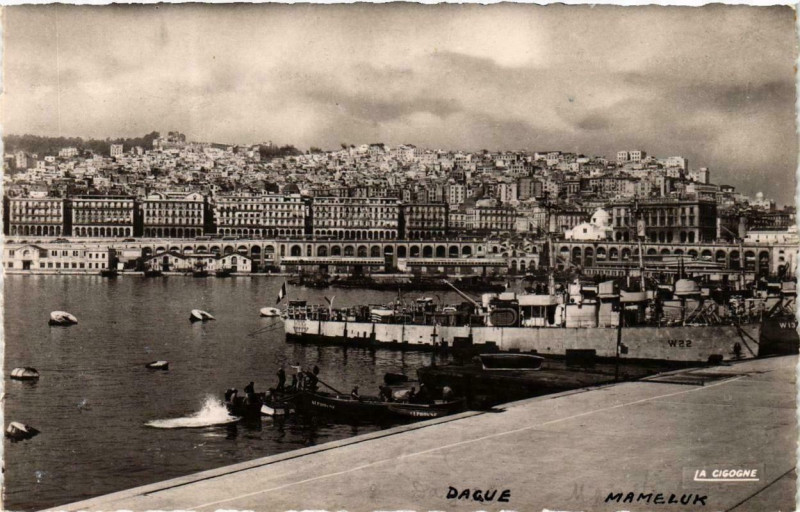 Carte postale ancienne Alger - Vue générale prise du port Dague et Mameluck Ships