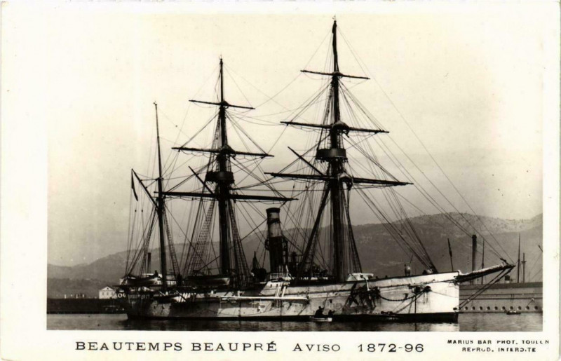 Carte postale ancienne Beautemps Beaupre Aviso 1872-96 Ships
