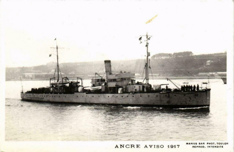 Carte postale ancienne Ancre Aviso 1917 Ships