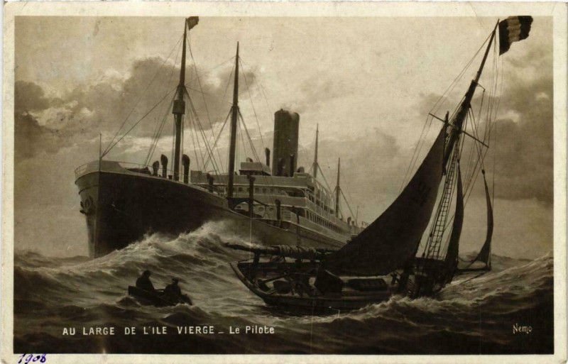 Carte postale ancienne Au Large de l'Ile Vierge-Le Pilote Ships