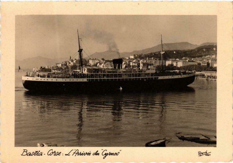 Carte postale ancienne Bastia-Corse: Arrivée du Cyrnos Ships