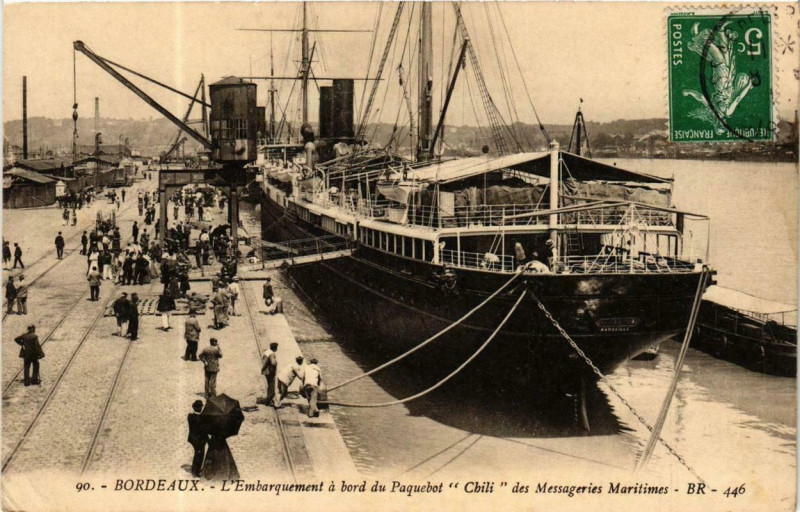 Carte postale ancienne Bordeaux - Paquebot Chili Ships