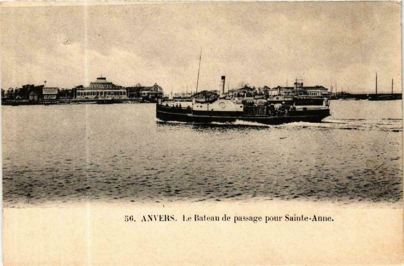 Carte postale ancienne Anvers - Le Bateau de passage pour Sainte-Anne Ships