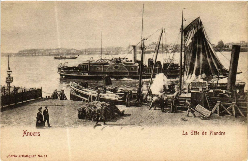 Carte postale ancienne Anvers - La fete de Flandre Ships