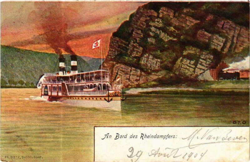 Carte postale ancienne An Bord des Rheindampfers Ships