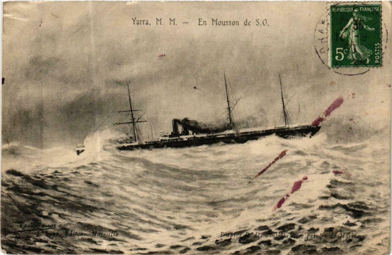 Carte postale ancienne Yarra M.M - En Mousson de S.O. Ships