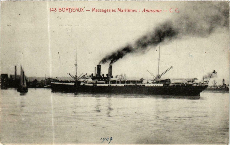 Carte postale ancienne Bordeaux - Messageries Maritimes: Amazone Ships