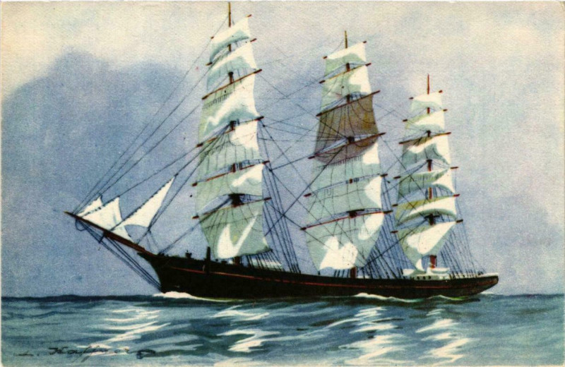 Carte postale ancienne Trois Mats franc Ships