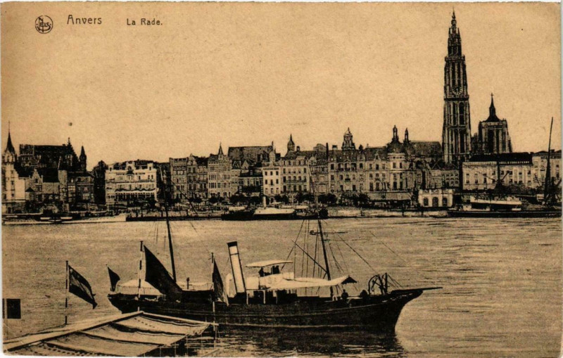 Carte postale ancienne Anvers La Rade Ships