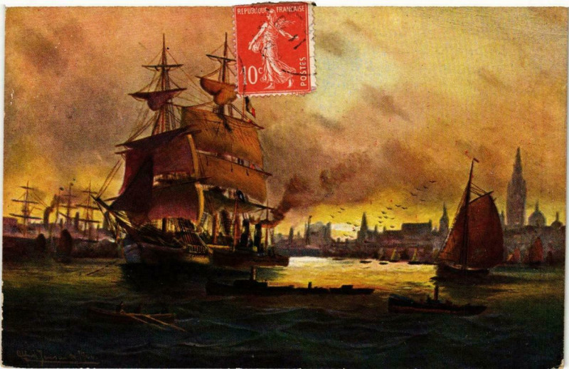 Carte postale ancienne Antwerpen Port Ships