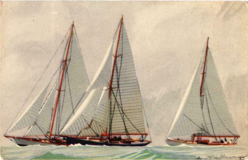 Carte postale ancienne Yachts Yachts de Courses Croisieres Ships