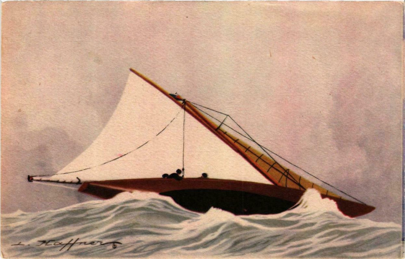 Carte postale ancienne Yachts au bas ris Ships