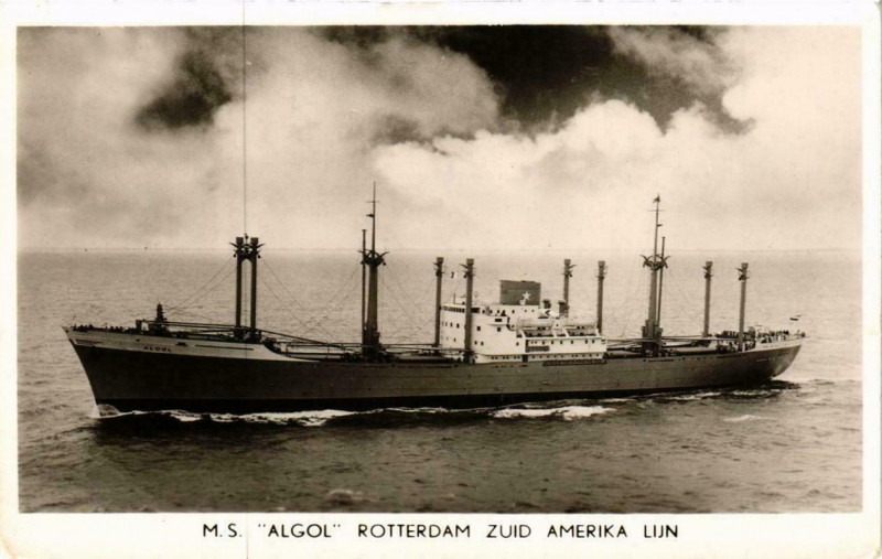 Carte postale ancienne Algol Rotterdam Zuid Amerika Lijn Ships