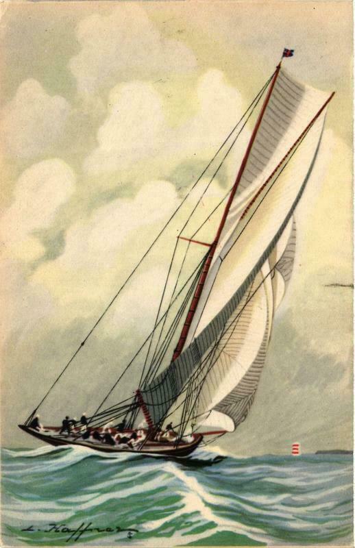 Carte postale ancienne Yacht de grande classe grée en cotre courant grand largue Ships