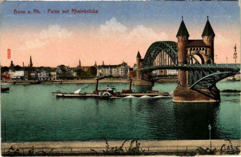 Carte postale ancienne Bonn a.Rh - Partie mit Rheinbrücke Ships