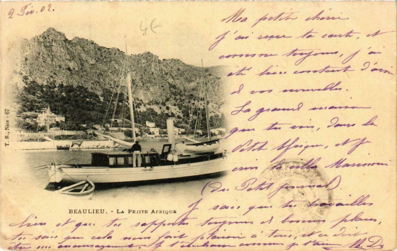 Carte postale ancienne Beaulieu La Petite Afrique Ships