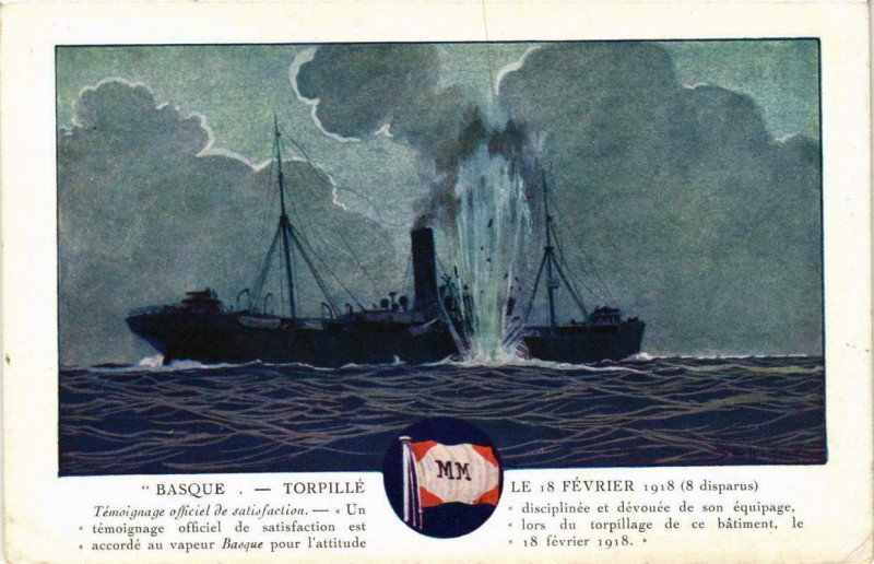 Carte postale ancienne Basque Torpille Ships