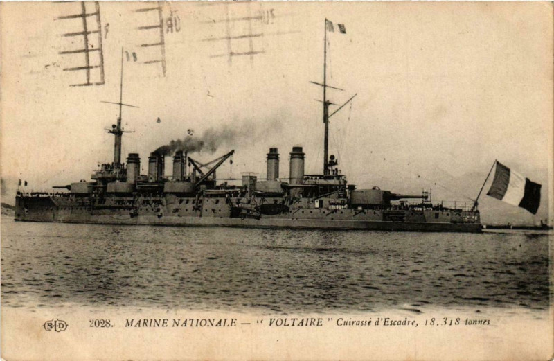 Carte postale ancienne Voltaire Curiasse d'Escadre Ships
