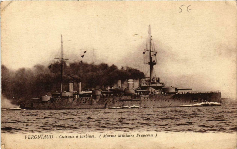 Carte postale ancienne Vergniaud Curiasse a turbines Ships