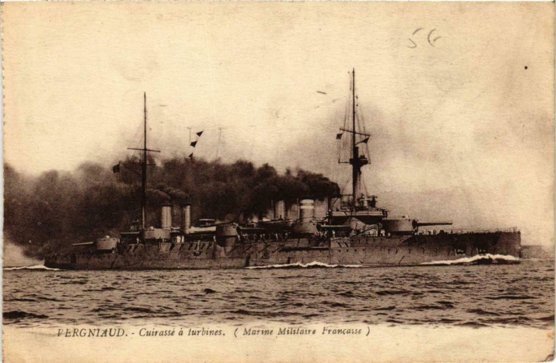 Carte postale ancienne Vergniaud Curiasse a turbines Ships