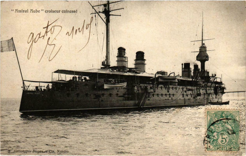 Carte postale ancienne Amiral Aube Ships
