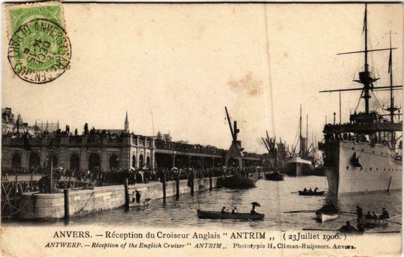 Carte postale ancienne Anvers Le Croiseur Antrim Ships