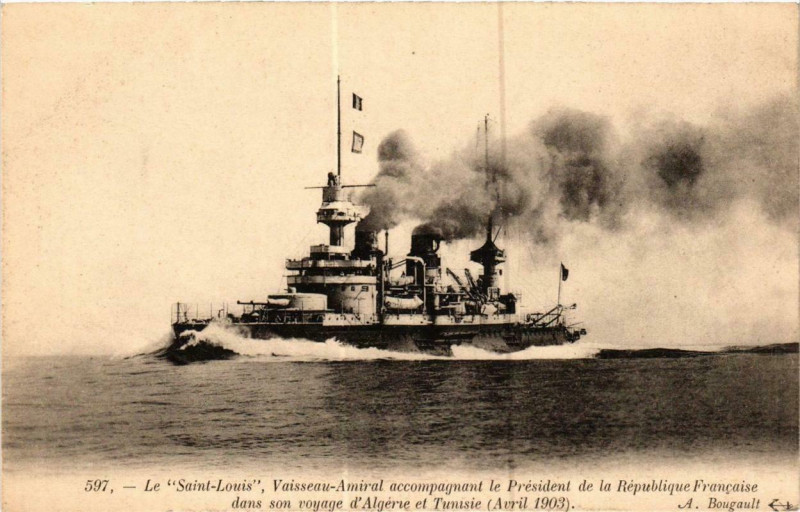 Carte postale ancienne Vaisseau-Amiral Le Saint-Louis Ships