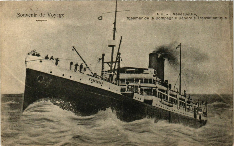 Carte postale ancienne Venezuela - Steamer de la Cie Gle Transatlantique Ships
