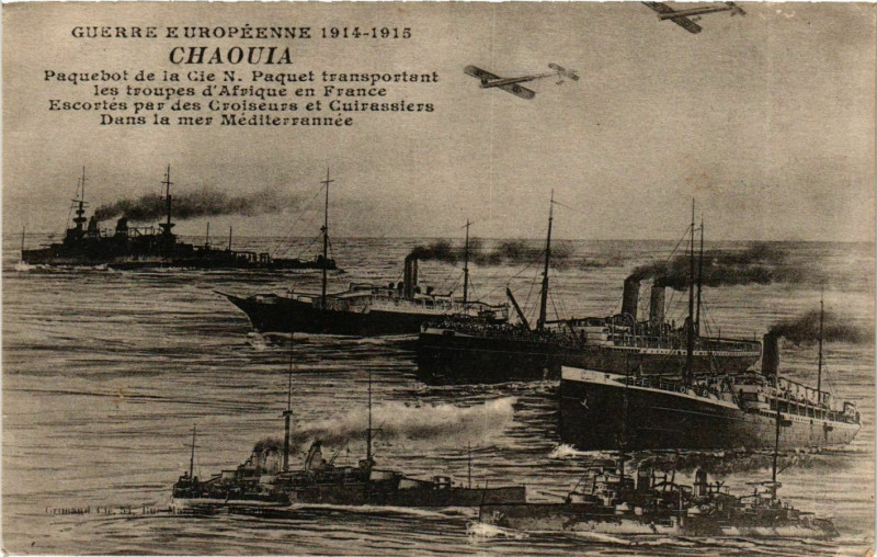 Carte postale ancienne Warships - Steamers - Airplanes - Guerre 1914-1915 Ships