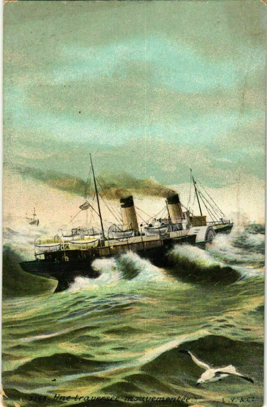 Carte postale ancienne Une Traversee Mouvementee Ships