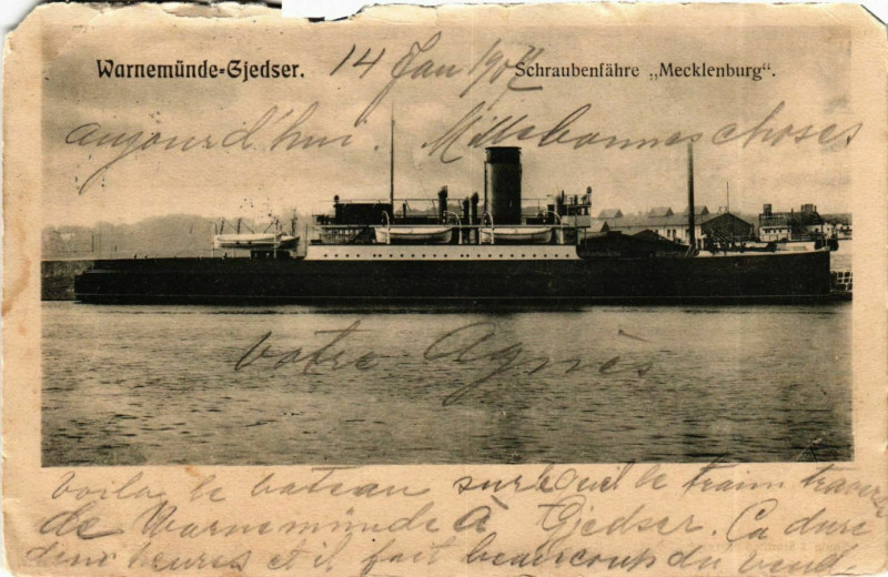 Carte postale ancienne Warnemunde-Gjedser - Schraubenfahre Mecklenburg Ships