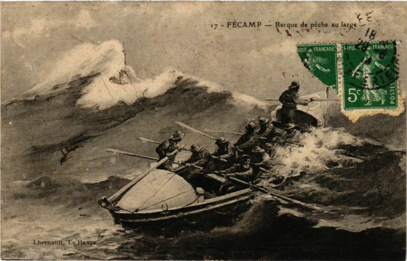 Carte postale ancienne Barque de Peche au Large - Fecamp Ships