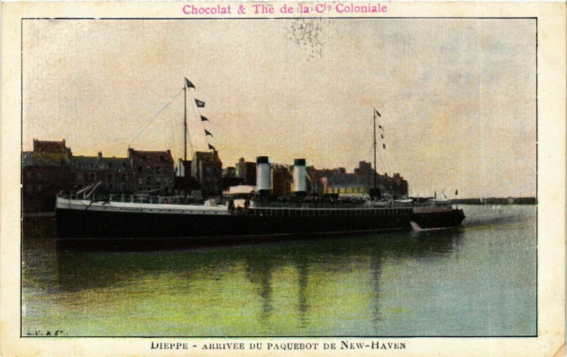 Carte postale ancienne Arrivee du Paquebot de New-Haven - Dieppe Ships