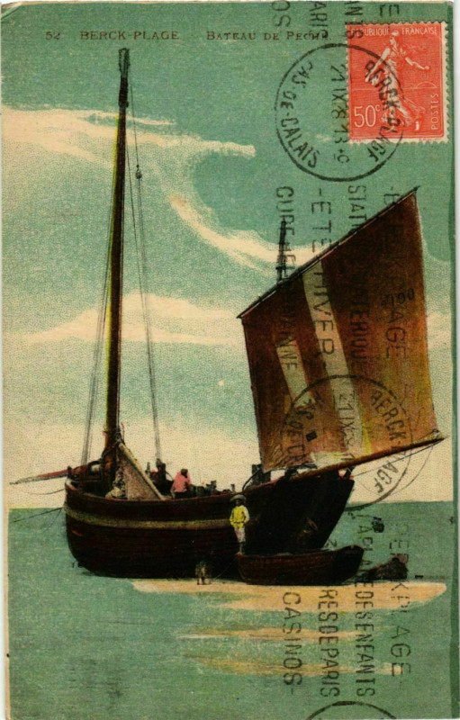 Carte postale ancienne Bateau de Peche - Berck Plage Ships