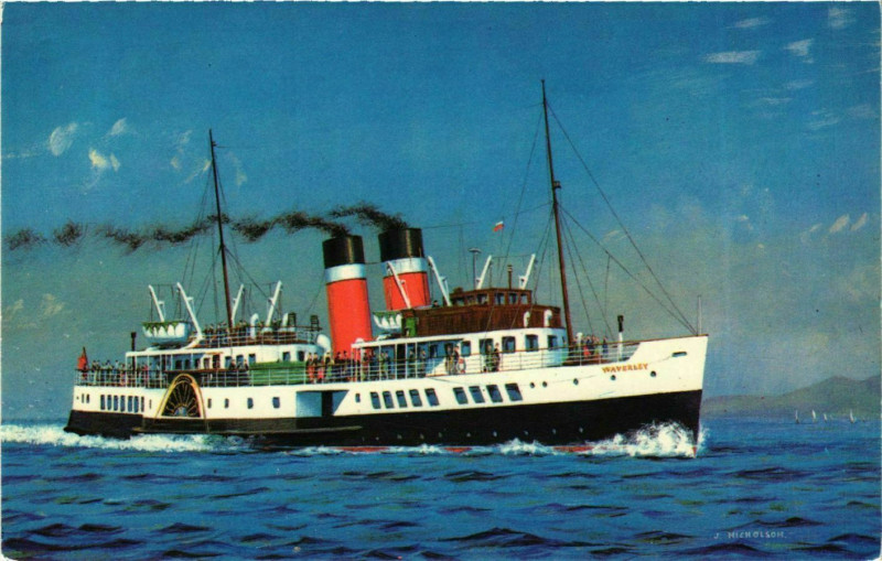 Carte postale ancienne Waverley The Last Sea-Going Paddle Steamer Ships