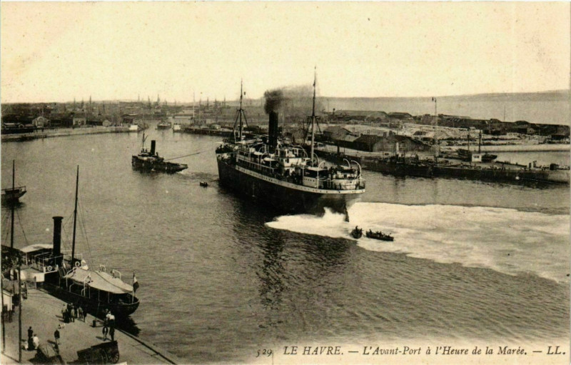 Carte postale ancienne Arriving of a Steamer - Le Havre Ships