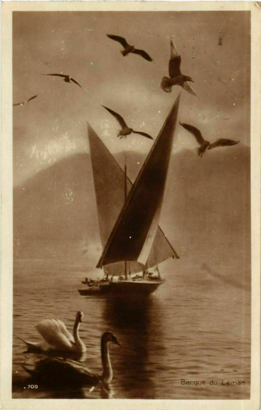 Carte postale ancienne Barque du Leman Ships