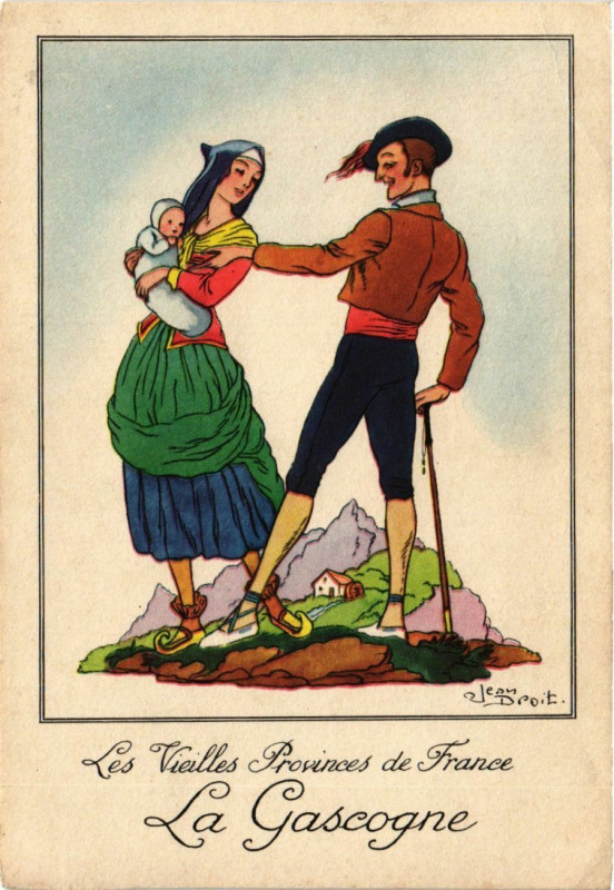 Carte postale ancienne France - Folklore - Les Vieilles Provinces de France - La Gascogne