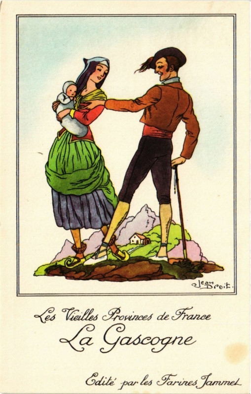 Carte postale ancienne France - Folklore - Les Vieilles Provinces de France - La Gascogne