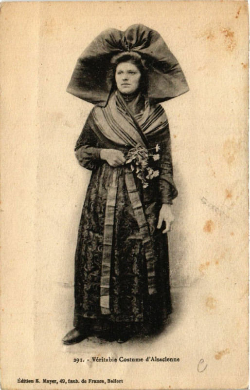 Carte postale ancienne Véritable Costume d'Alsacienne - Folklore - Types