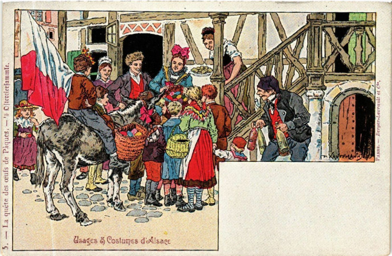 Carte postale ancienne Usages & Costumes d'Alsace - Folklore - Types