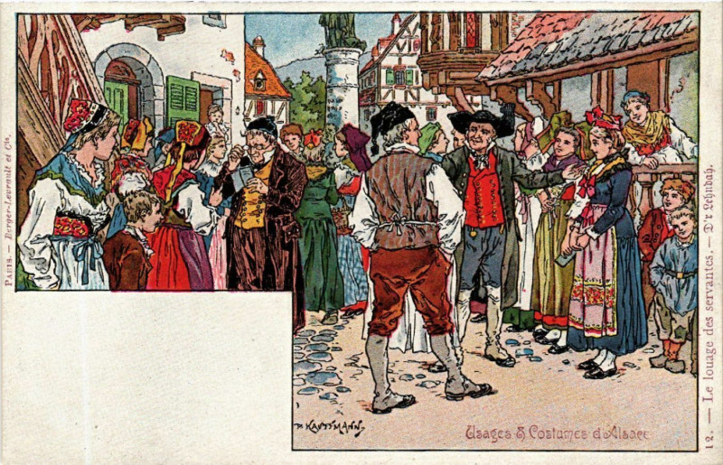 Carte postale ancienne Usages & Costumes d'Alsace - Folklore - Types