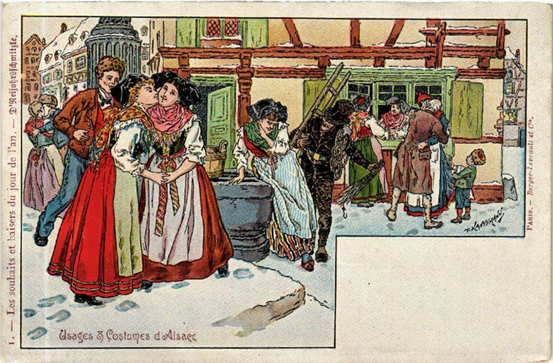 Carte postale ancienne Usages & Costumes d'Alsace - Folklore - Types